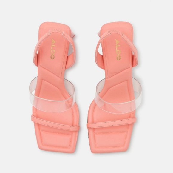 ALDO Eliss Shoes Pink Women's Triangle Chunky Block Heel Sandals Size 8 US NWT - Picture 2 of 10